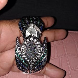 Victoria Wieck Peacock Drusy Cuff Bracelet Watch